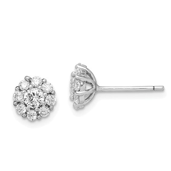 Sterling Silver Rhodium-plated Polished CZ Halo Studs