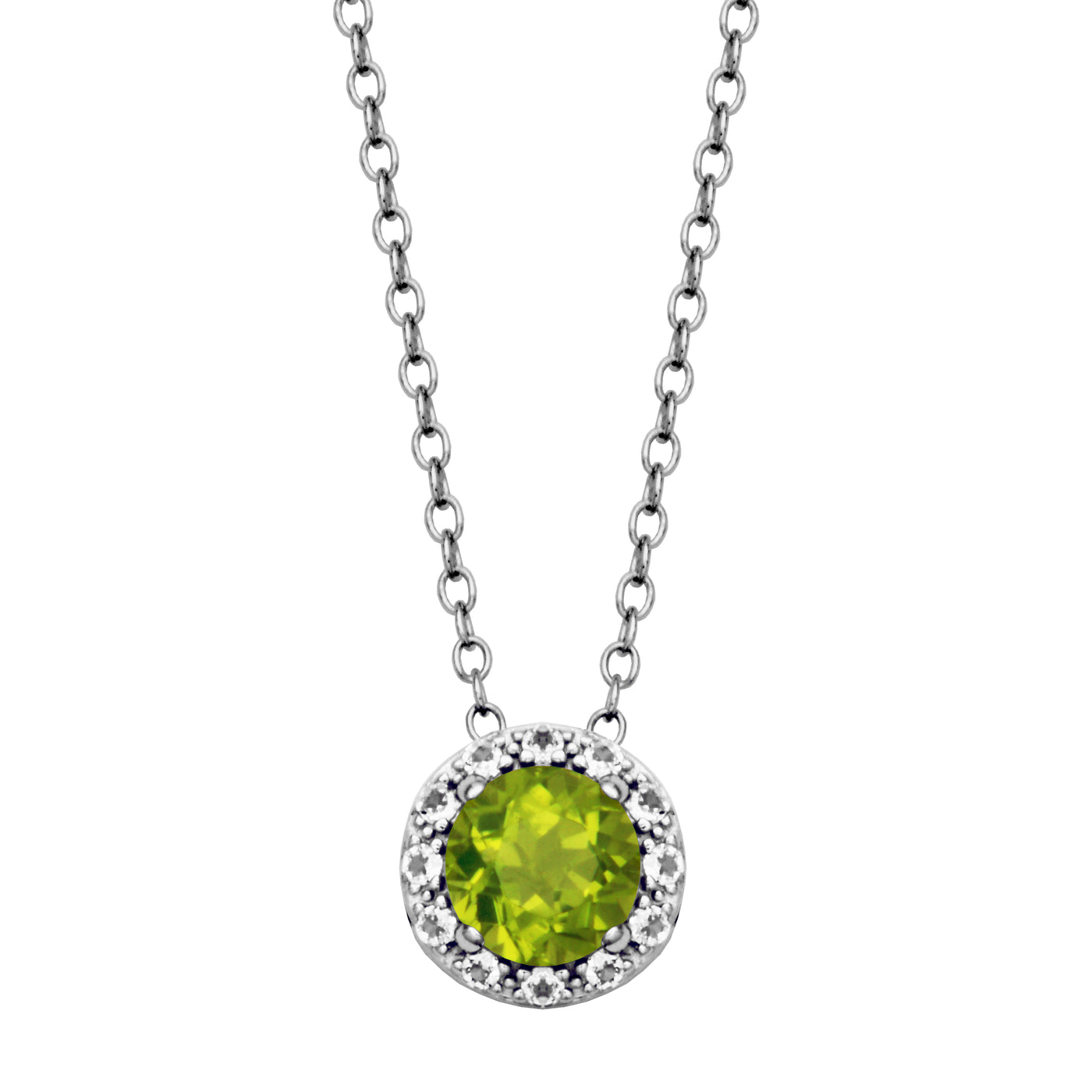 Sterling Silver Peridot  & White Topaz "Dazzle" Necklace