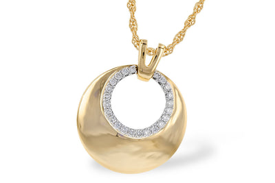 14KY Gold & Diamond Disc Necklace (18 inches)