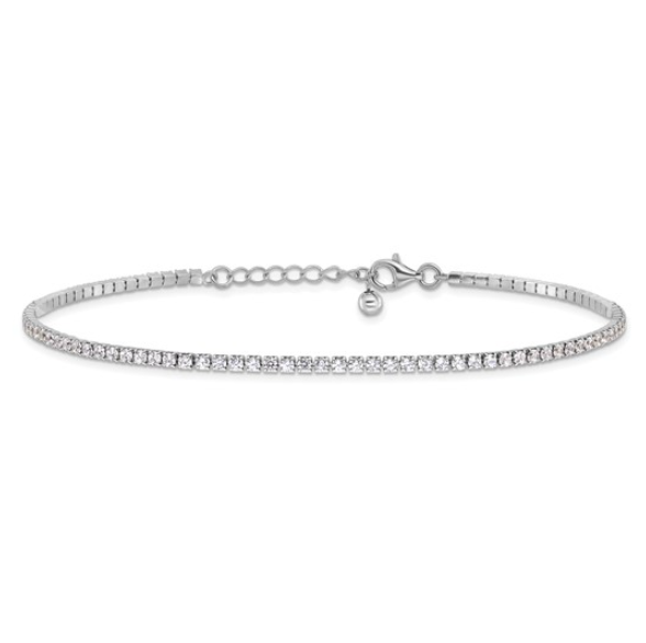 Sterling Silver Cubic Zirconia Tennis Anklet