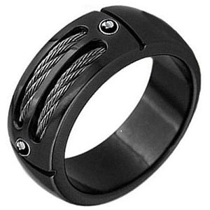 Black Titanium with Channel Set Black Titanium Cable Band Size: 9.5