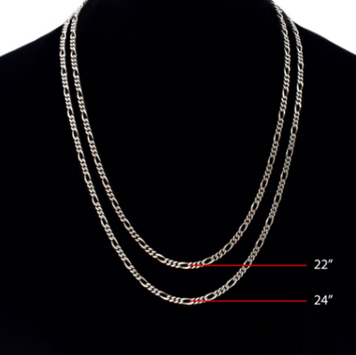 5.5mm Sterling Silver Black Rhodium Plated Satin Finish Figaro Chain, 22"