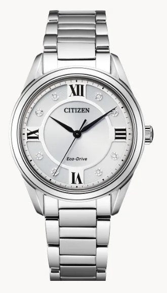 Lady's Citizen Eco-Drive "Arezzo" Watch with Silver Diamond Accent Dial