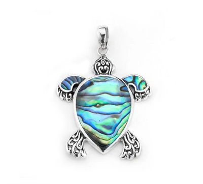 Sterling Silver Paua "Into the Deep" Turtle Pendant