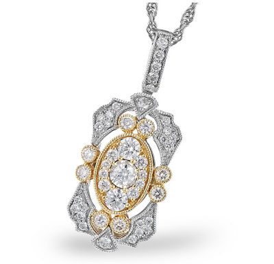 14K Two-Tone Art Deco Diamond Necklace (18 inches)