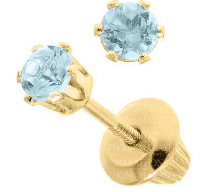 14KY 3mm Blue Topaz Children's Screw Back Earrings