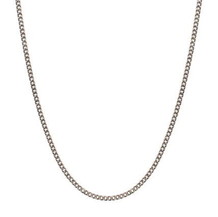 3.5mm Titanium Flat Curb Chain Necklace with Lobster Clasp, 22"