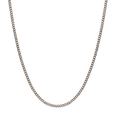 3.5mm Titanium Flat Curb Chain Necklace with Lobster Clasp, 24"