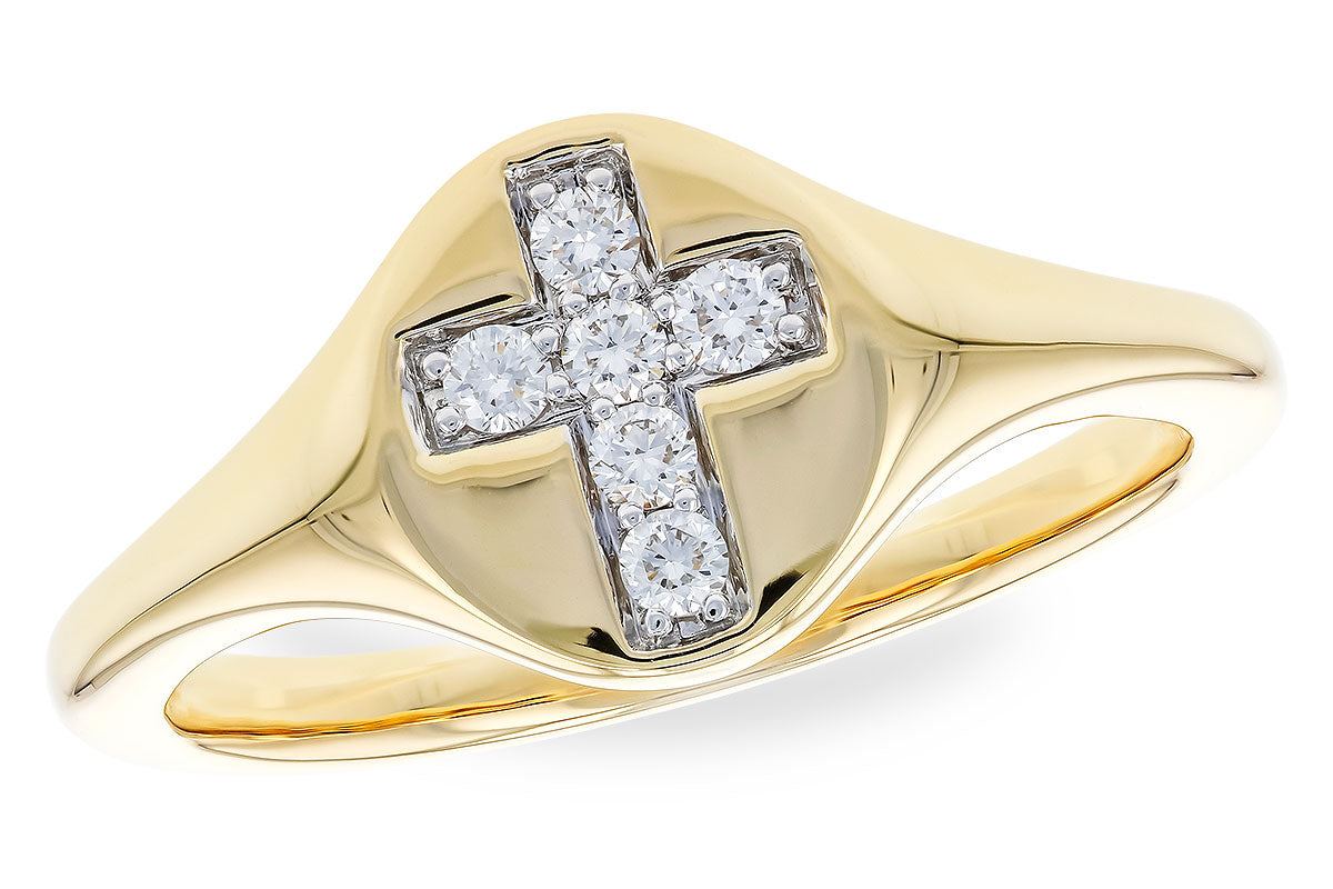 14KY Diamond Cross Ring (Size 7)