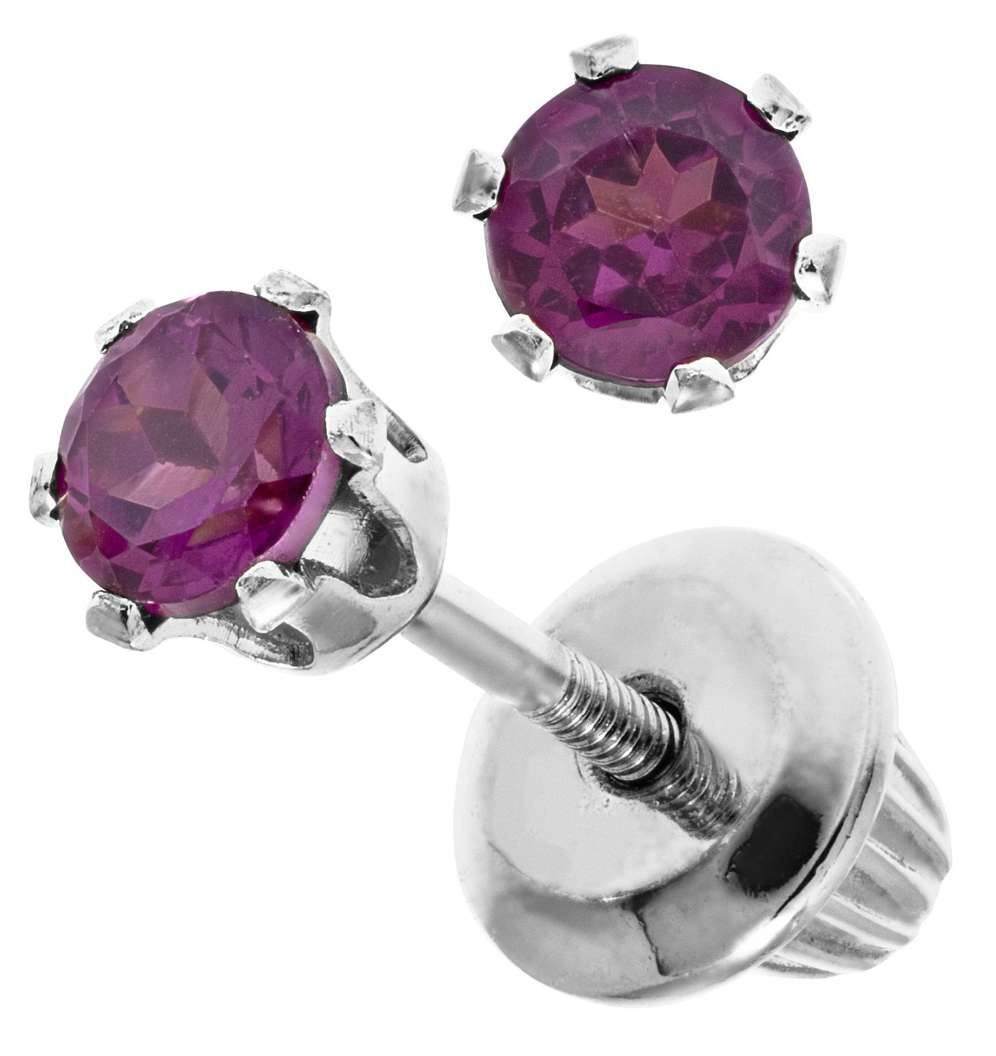 14KW Rhodolite Garnet Screwback Birthstone Earrings