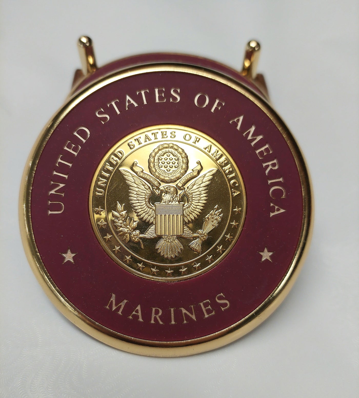 USMC 2 Piece Coaster Set with Wooden Base