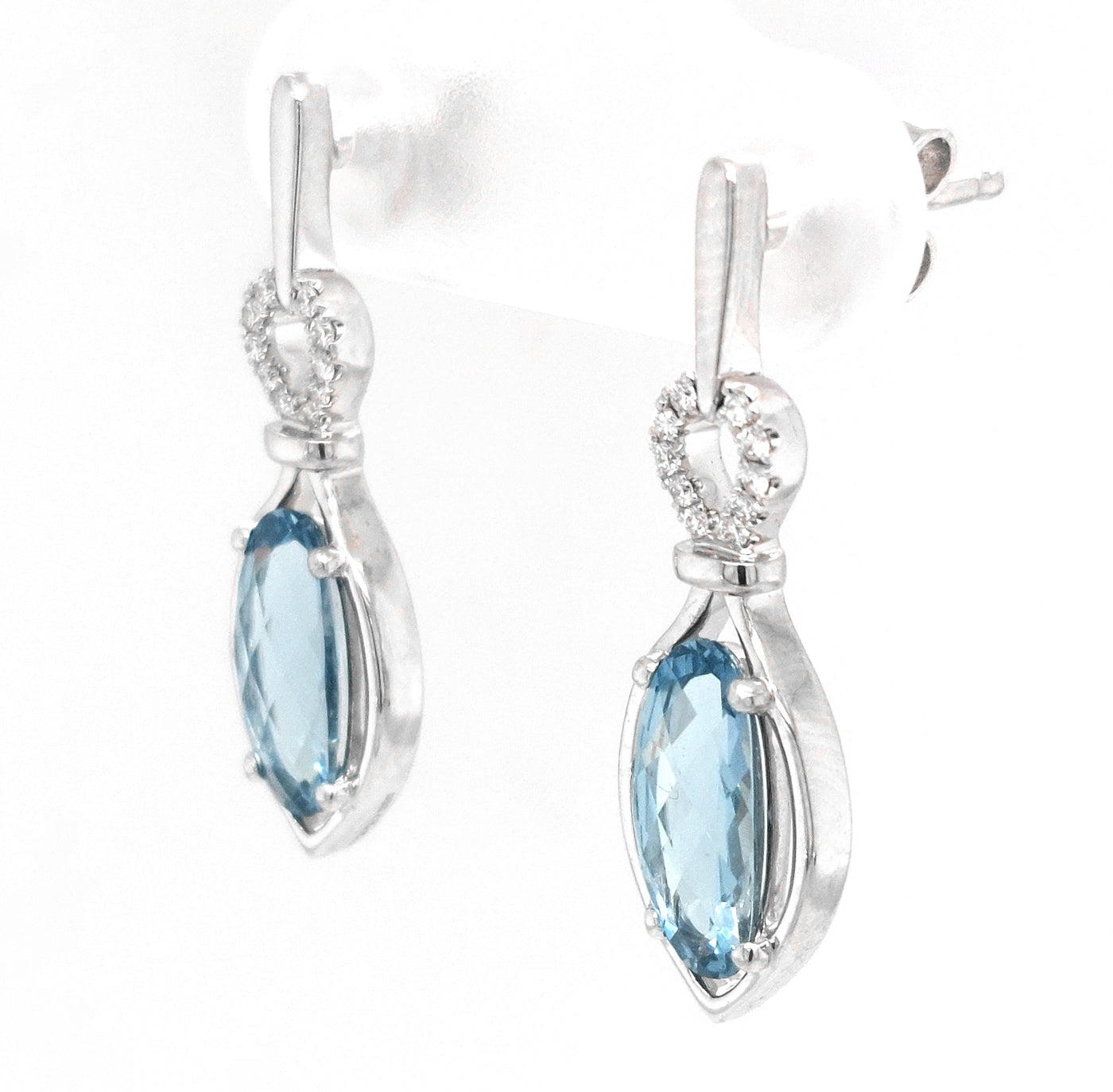 14KW Chatham Lab-Grown Aqua Spinel Earring Pair