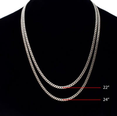 4.4mm Sterling Silver Black Rhodium Plated Satin Finish Diamond Cut Curb Chain, 24"