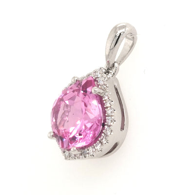 14KW Chatham Lab-Grown Pink Sapphire Pendant