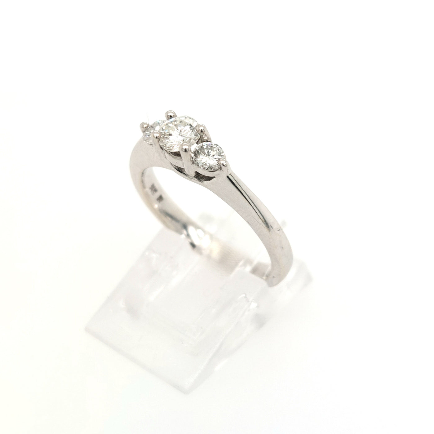 14K White Gold Three-Stone Diamond Engagement Ring