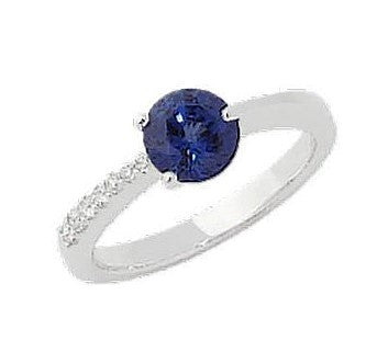 14KW Chatham Lab-Grown Blue Sapphire Ring