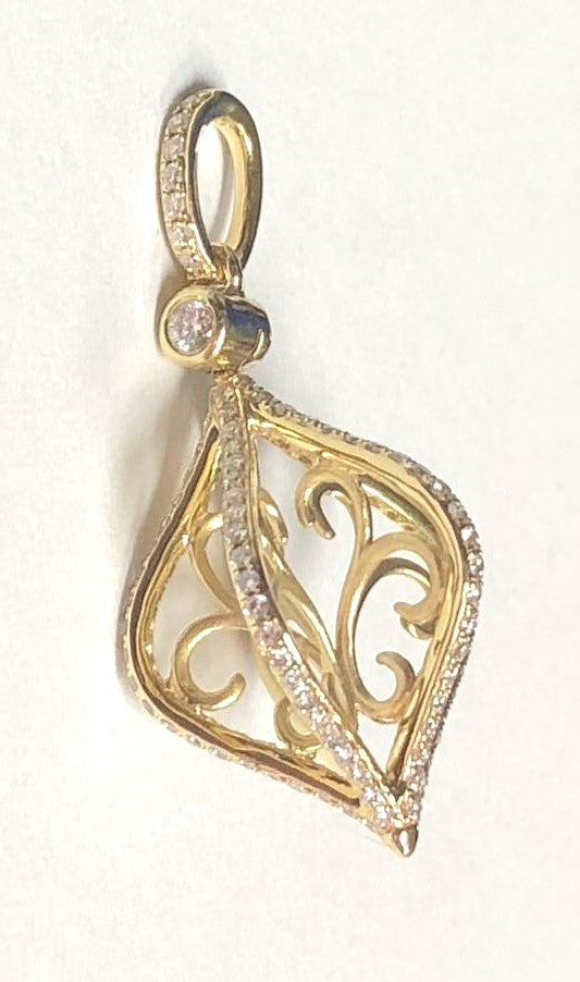 14KY Cage Swirl Diamond Pendant 0.38ctTW