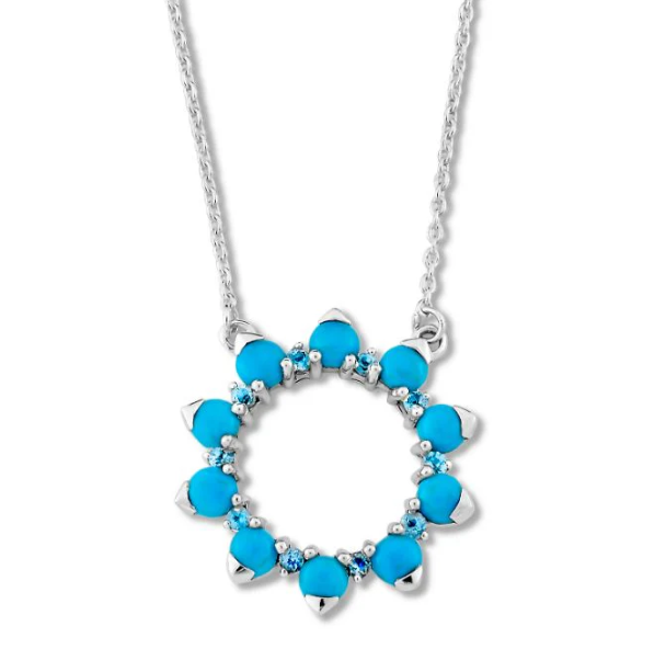 Sterling Silver Sleeping Beauty Turquoise and Blue Topaz "Lumut Necklace"