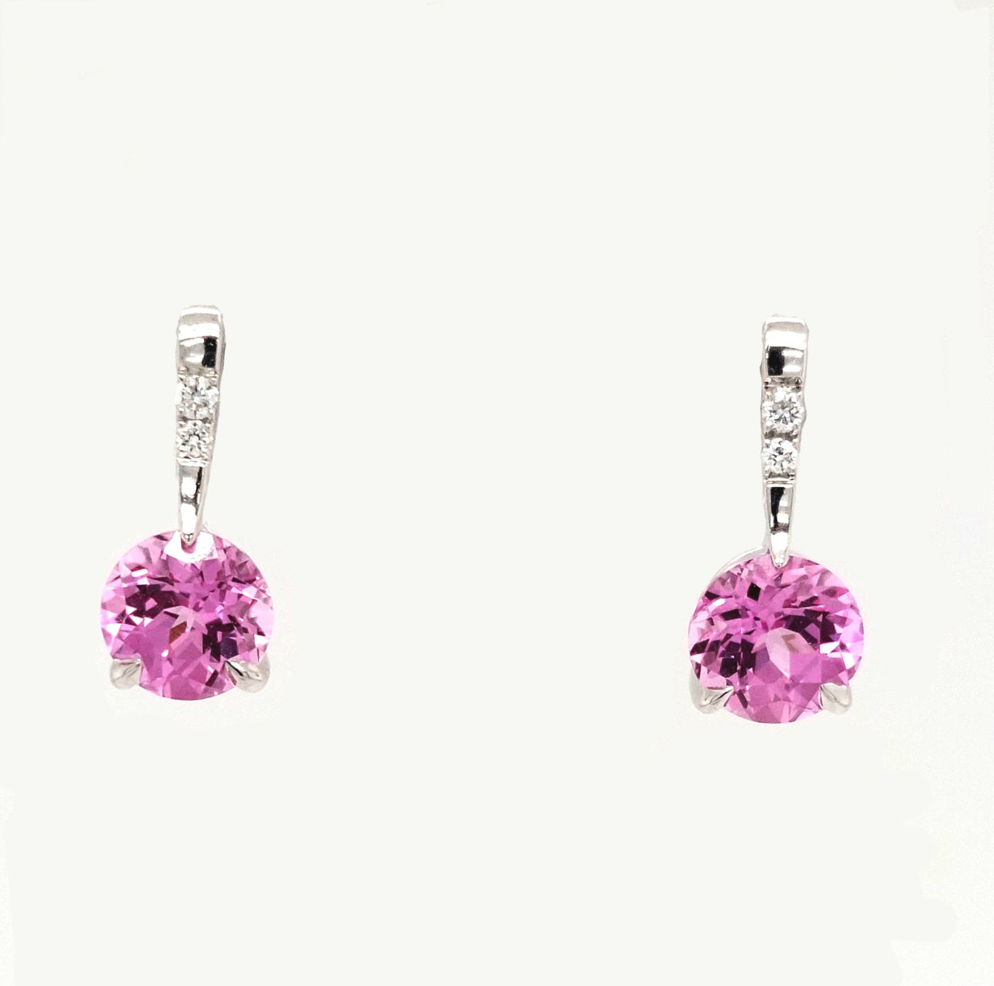 14KW Chatham Lab-Grown Pink Sapphire Earring Pair