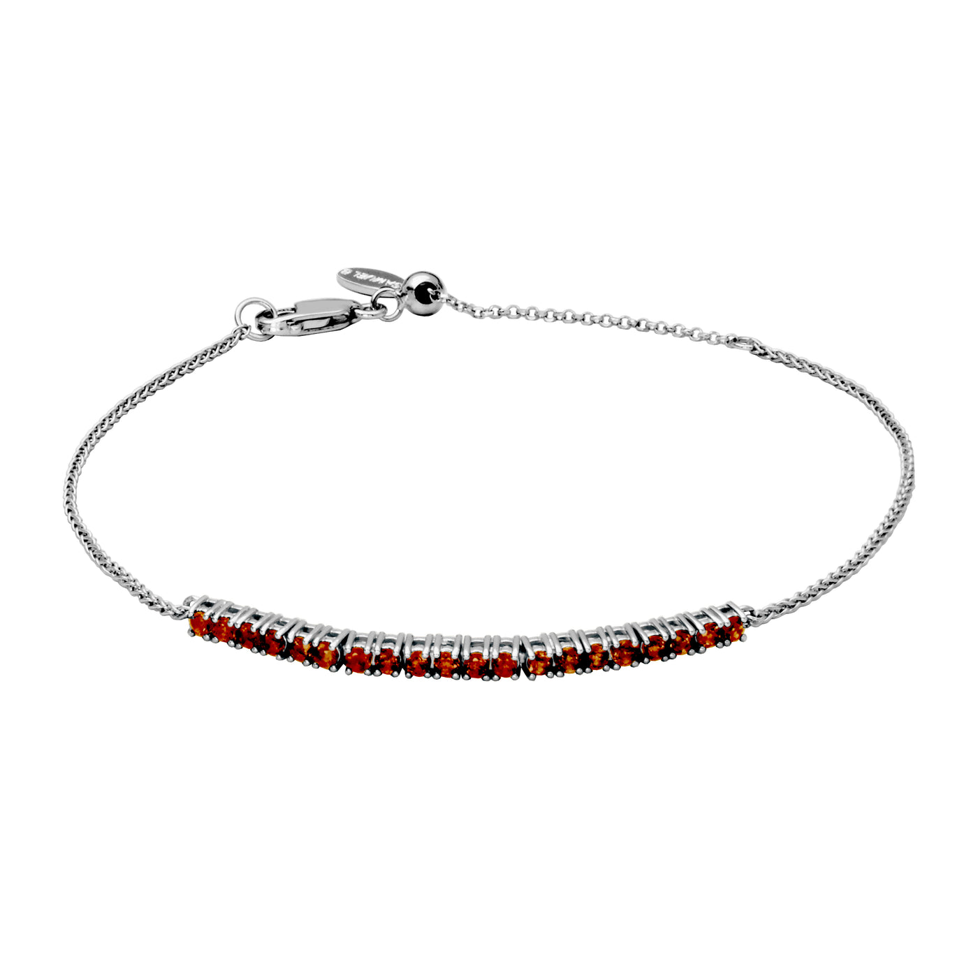 Sterling Silver Garnet 2mm Adjustable "Dazzle" Bracelet