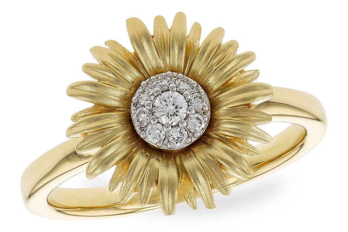 14KY Diamond Sunflower Ring (Size 7)