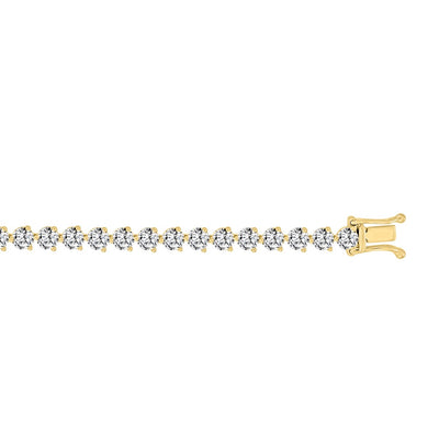 14KY 7.00ctTW RBC F-G/VS2-SI1 Lab-Grown 3-Prong Diamond Tennis Bracelet