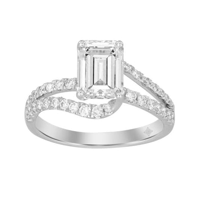 14KW 2.00ctTW Emerald-Cut F-G/VS2-SI1 Lab-Grown Diamond Engagement Ring