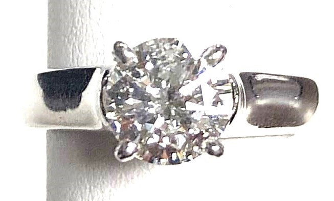 14KW Platinum Solitaire Diamond Engagement Ring