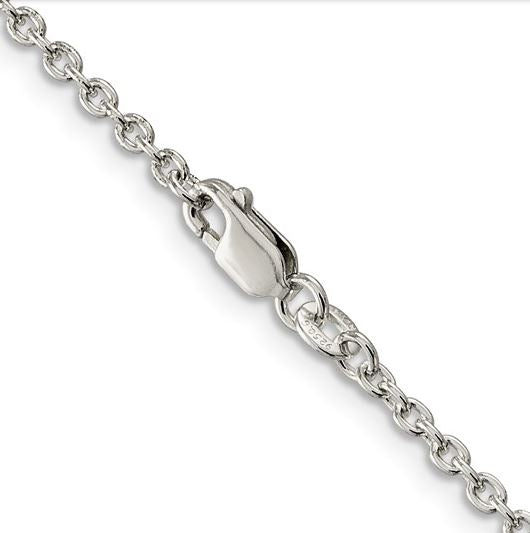 Sterling Silver 2.25mm Cable Chain 22in