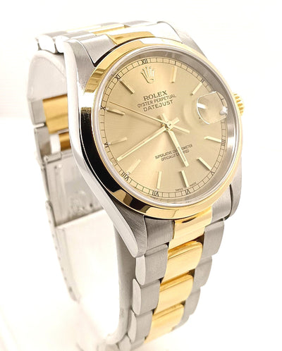 Gent's 18K Gold & Stainless Pre-owned Rolex Datejust with Champagne Dial, Circa 2001