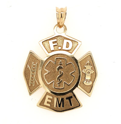 14KY Fire Department & EMT Maltese Cross Pendant