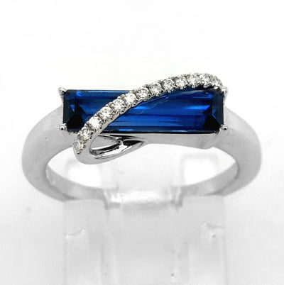 14KW Chatham Lab-Grown Blue Sapphire Ring