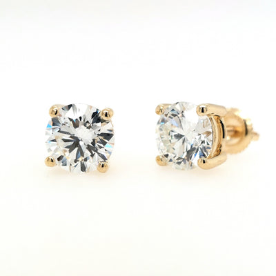 14KY 4.18ctTW Lab Grown RBC Diamond Screwback Earrings