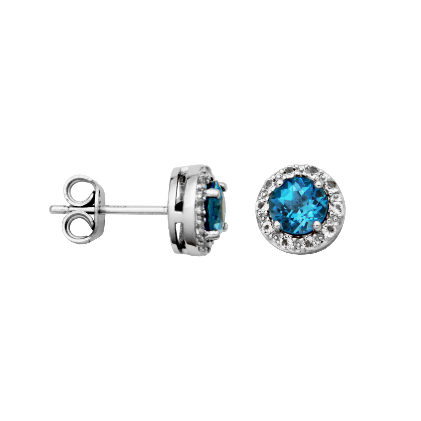 Sterling Silver London Blue Topaz & White Topaz "Dazzle" Studs