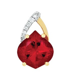 14K Two-Tone Chatham Lab-Grown "Onion" Cut Ruby Pendant