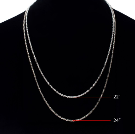 Sterling Silver Black Rhodium Plated Satin Finish Box Chain, 22"