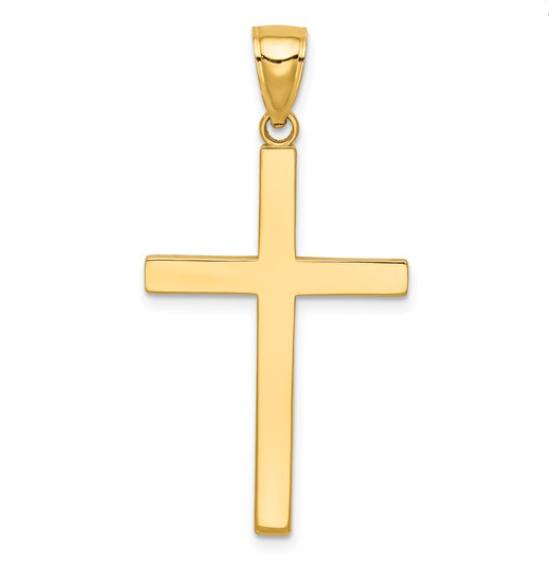 14K Yellow Gold Polished Latin Cross Pendant