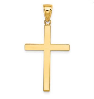 14K Yellow Gold Polished Latin Cross Pendant