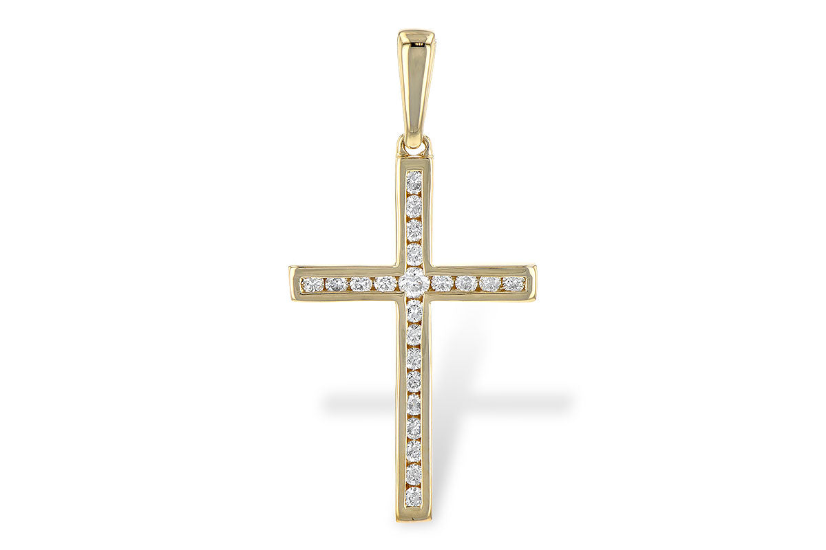 14KY Channel-set Diamond Cross Pendant