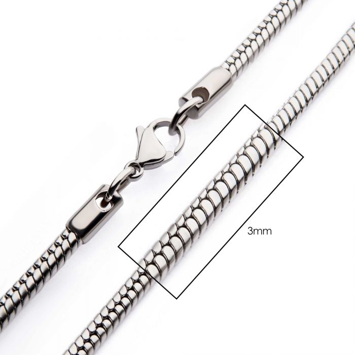 3mm Steel Rattail Chain Necklace 22in