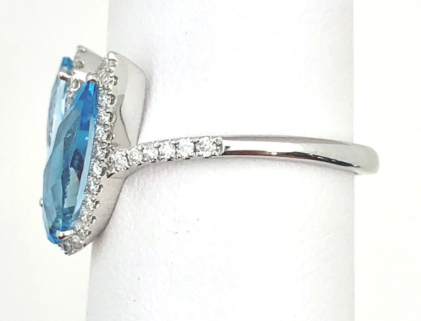 14KW Blue Topaz & Diamond Ring