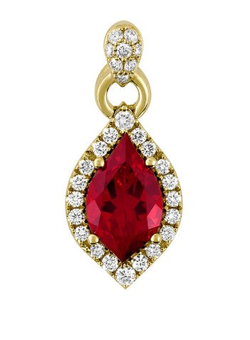 14KW Chatham Ruby "Flame" Cut Pendant