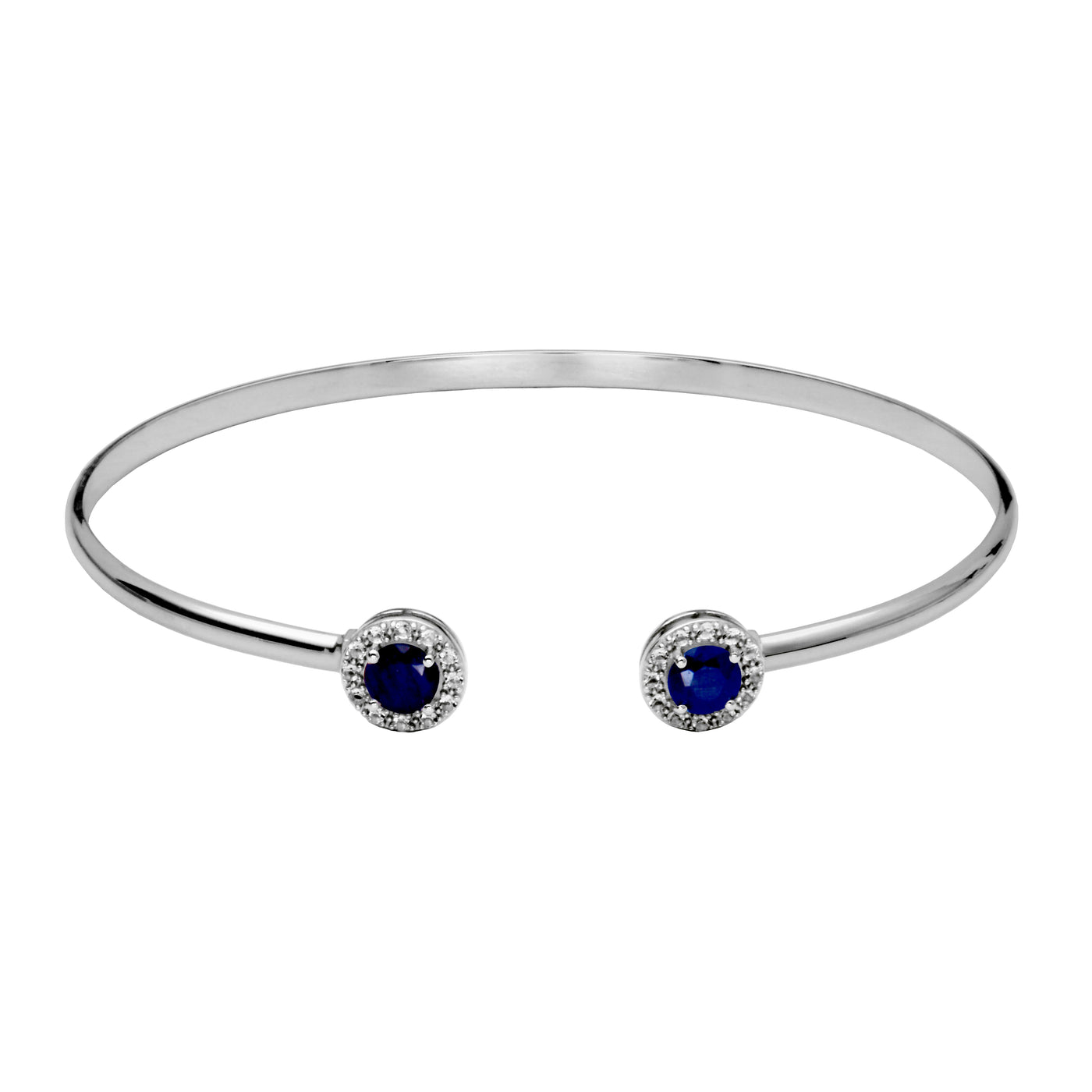 Sterling Silver Dyed Blue Corundum & White Topaz "Dazzle" Cuff Bracelet