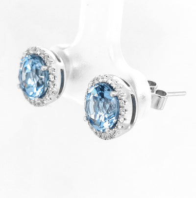 14KW Chatham Lab-Grown Aqua Spinel Earring Pair