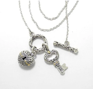 Sterling Silver and 18KY "Key To My Heart Necklace"