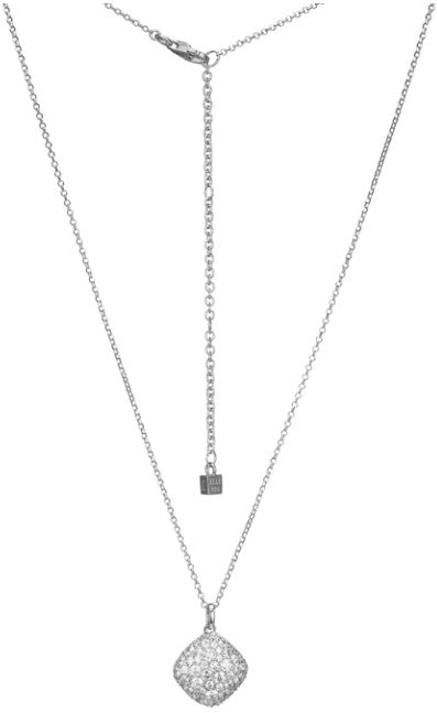 Rhodium Plated Sterling Silver ELLE "Glimmer" Diamond Shape Cubic Zirconia Necklace