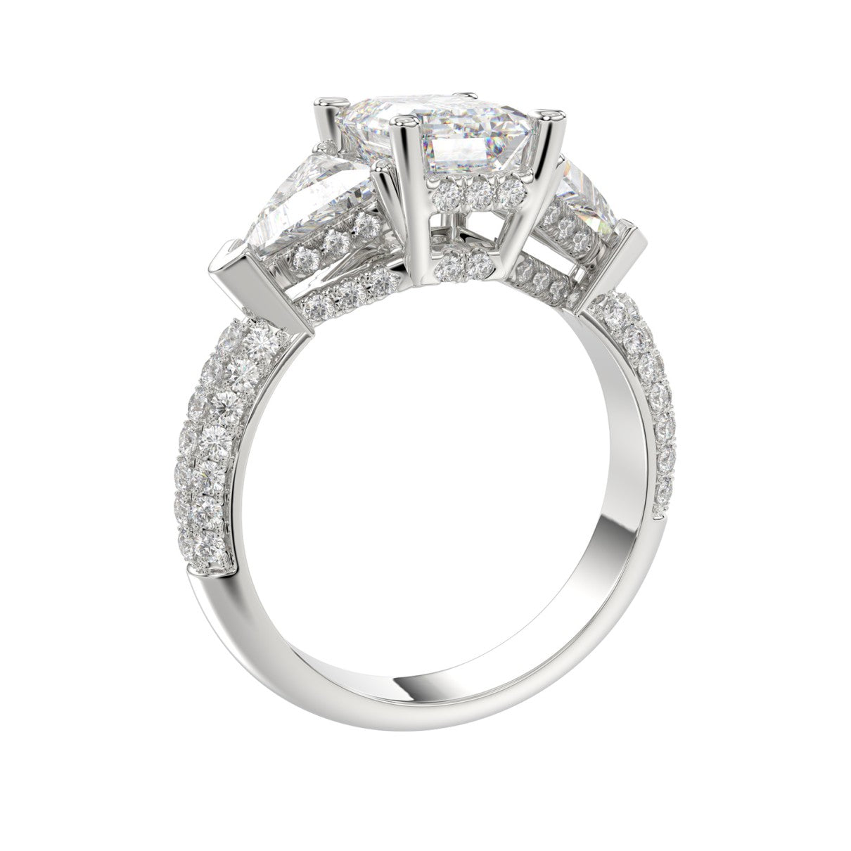 14KW 3.50ctTW Emerald-Cut F-G/VS2-SI1 Lab-Grown Diamond Engagement Ring