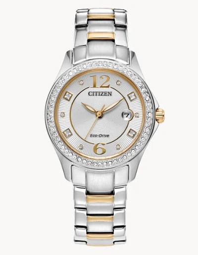 Lady's Citizen Eco-Drive "Crystal" with White Satin Dial