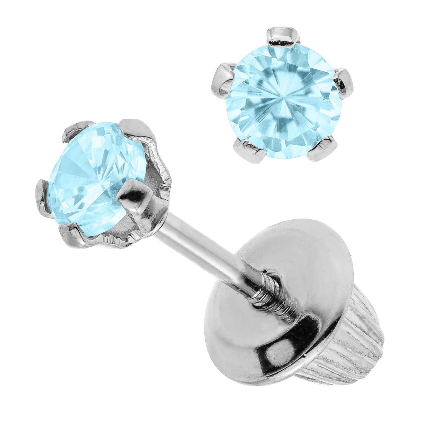 Sterling Silver Blue Zircon Children's Earrings