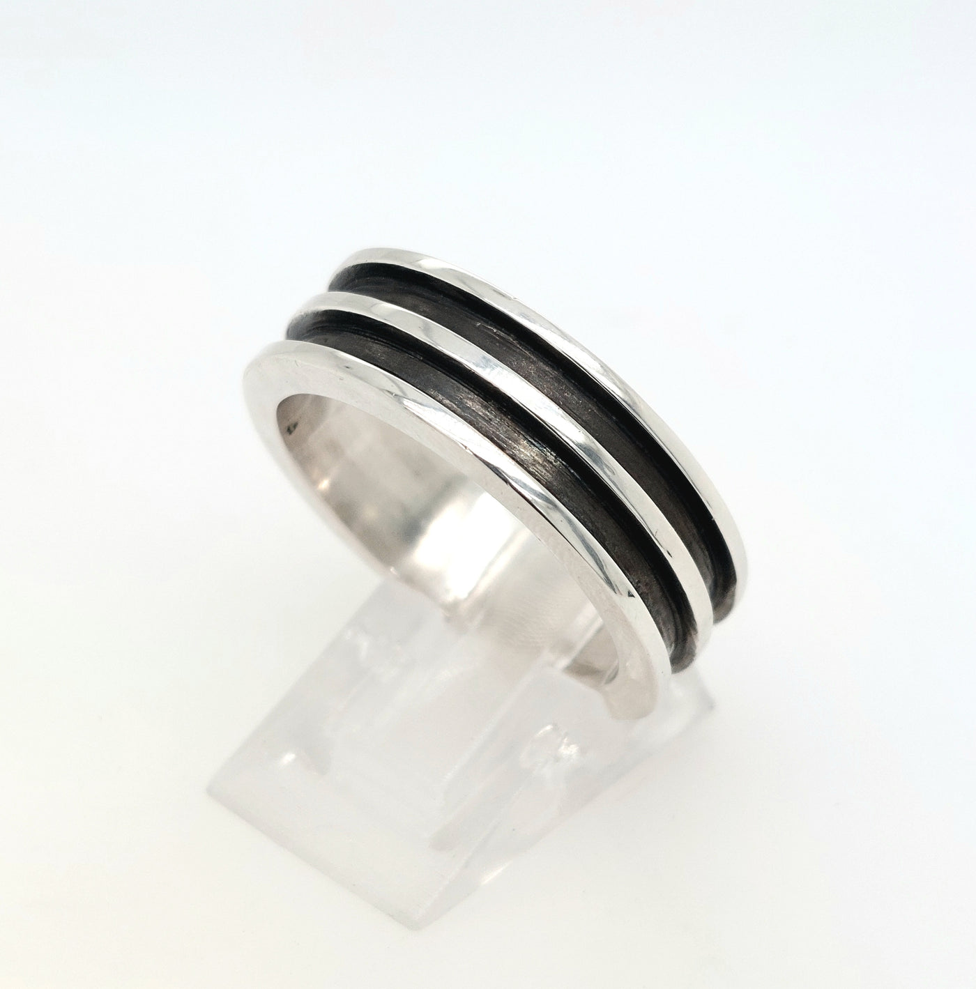 SS Gent's 2-D Grooved Ring Size:10.50